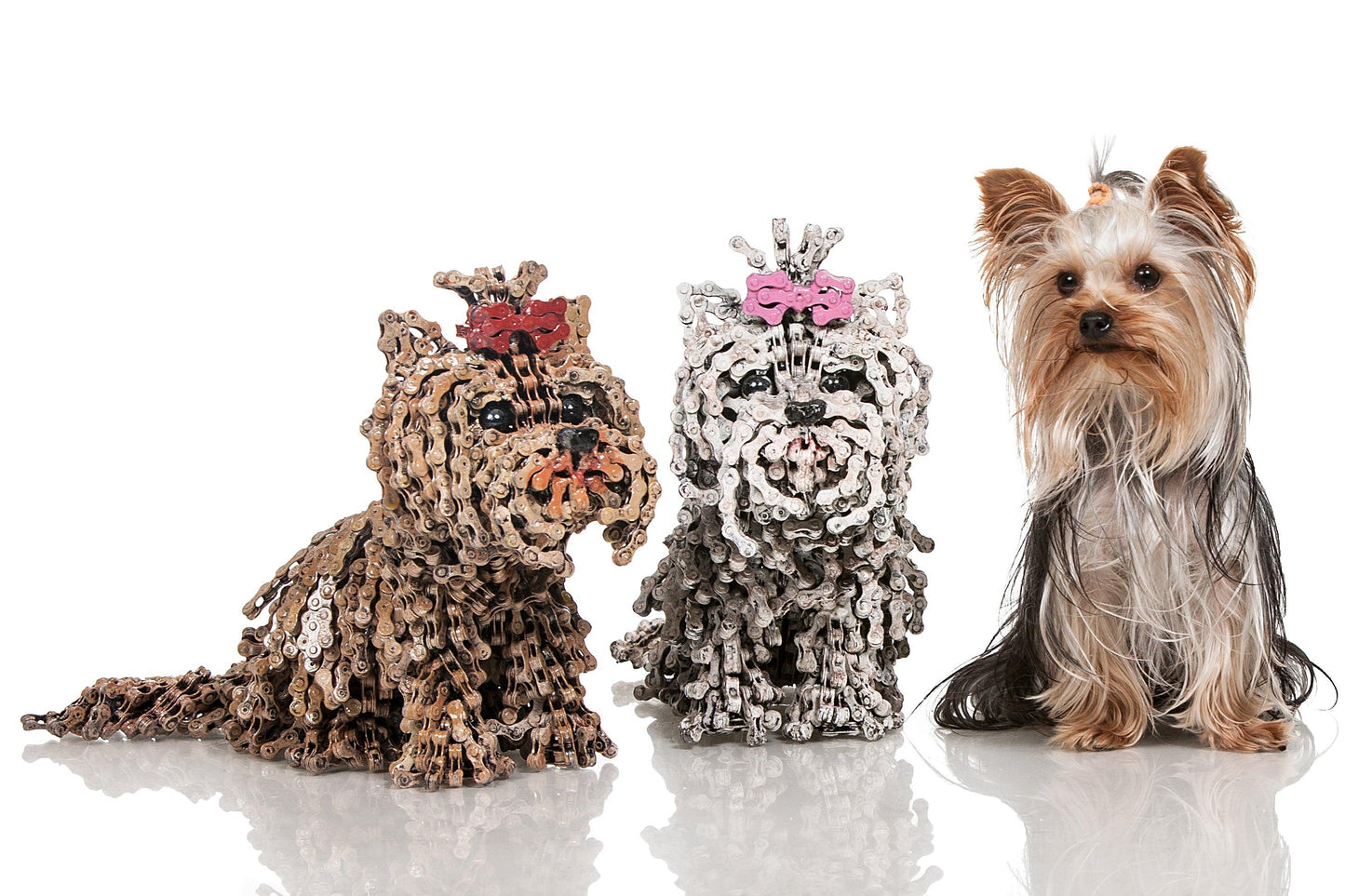 Baby Choo - dog sculpture, made of bicycle chains | UNCHAINED by NIRIT LEVAV PACKER